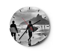 Horloge murale en verre 30x30cm Silencieuse mer vague surf Wall Clock Decoration