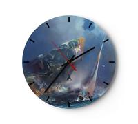 Horloge murale en verre 30x30cm Silencieuse mer voilier Wall Clock Decoration