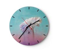 Horloge murale en verre 30x30cm Silencieuse Moderne Graphiques Fleur Wall Clock