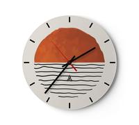 Horloge murale en verre 30x30cm Silencieuse Moderne Soleil Mer Wall Clock