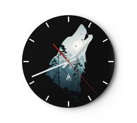 Horloge murale en verre 30x30cm Silencieuse montagnes grotte parc Wall Clock