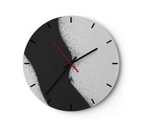 Horloge murale en verre 30x30cm Silencieuse Noir Poussière Blanc Wall Clock