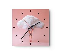 Horloge murale en verre 30x30cm Silencieuse Nuage Jambe Surréalisme Wall Clock