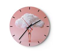 Horloge murale en verre 30x30cm Silencieuse Nuage Jambe Surréalisme Wall Clock