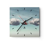 Horloge murale en verre 30x30cm Silencieuse Nuages Hamac Reste Wall Clock