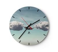 Horloge murale en verre 30x30cm Silencieuse Nuages Hamac Reste Wall Clock