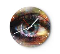 Horloge murale en verre 30x30cm Silencieuse oeil abstraction Wall Clock