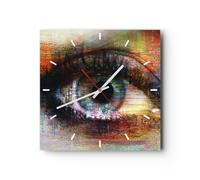 Horloge murale en verre 30x30cm Silencieuse oeil abstraction Wall Clock