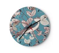 Horloge murale en verre 30x30cm Silencieuse oiseau arbre moderne Wall Clock