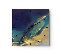 Horloge murale en verre 30x30cm Silencieuse Or Grenade Abstraction Wall Clock