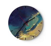 Horloge murale en verre 30x30cm Silencieuse Or Grenade Abstraction Wall Clock