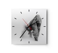 Horloge murale en verre 30x30cm Silencieuse orang-outan animal Wall Clock