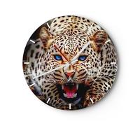 Horloge murale en verre 30x30cm Silencieuse panthère animal Wall Clock