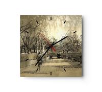 Horloge murale en verre 30x30cm Silencieuse parc promenade arbre Wall Clock
