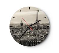 Horloge murale en verre 30x30cm Silencieuse Paris ville maison Wall Clock