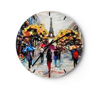 Horloge murale en verre 30x30cm Silencieuse Paris ville maison Wall Clock