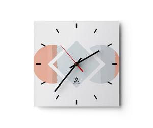 Horloge murale en verre 30x30cm Silencieuse Pièce Géométrique Diamant Wall Clock