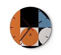 Horloge murale en verre 30x30cm Silencieuse Pièce Géométrique Roues Wall Clock