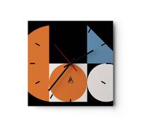 Horloge murale en verre 30x30cm Silencieuse Pièce Géométrique Roues Wall Clock