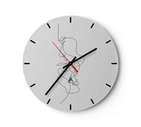 Horloge murale en verre 30x30cm Silencieuse Pièce Linéaire Couple Wall Clock