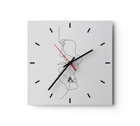 Horloge murale en verre 30x30cm Silencieuse Pièce Linéaire Couple Wall Clock