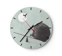 Horloge murale en verre 30x30cm Silencieuse Pierre Levier Physique Wall Clock