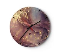 Horloge murale en verre 30x30cm Silencieuse Pierre Or Marbre Wall Clock