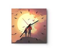 Horloge murale en verre 30x30cm Silencieuse planète Terre Wall Clock Decoration