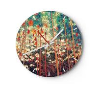 Horloge murale en verre 30x30cm Silencieuse Plantes Tropicaux Orange Wall Clock