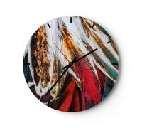 Horloge murale en verre 30x30cm Silencieuse plume plumes oiseau Wall Clock