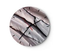 Horloge murale en verre 30x30cm Silencieuse Plumes Aile Plume Wall Clock