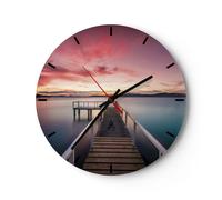 Horloge murale en verre 30x30cm Silencieuse Pont Rose Ciel Wall Clock Decoration