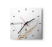 Horloge murale en verre 30x30cm Silencieuse Pont Suspendu Brouillard Wall Clock