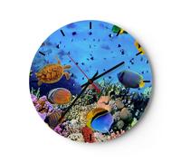 Horloge murale en verre 30x30cm Silencieuse Récif de corail Wall Clock