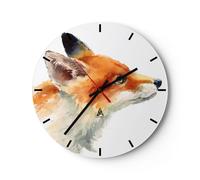 Horloge murale en verre 30x30cm Silencieuse renard animal nature Wall Clock