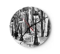 Horloge murale en verre 30x30cm Silencieuse rue graphiques Wall Clock Decoration