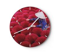 Horloge murale en verre 30x30cm Silencieuse Séchage Encens Vietnam Wall Clock