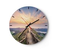 Horloge murale en verre 30x30cm Silencieuse Sentier Montagne Açores Wall Clock