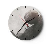 Horloge murale en verre 30x30cm Silencieuse Sisyphe Travail Pierre Wall Clock