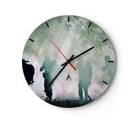 Horloge murale en verre 30x30cm Silencieuse soldat fusil Wall Clock Decoration