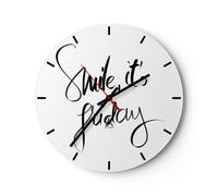 Horloge murale en verre 30x30cm Silencieuse Sourire moi-même vendredi Wall Clock