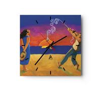Horloge murale en verre 30x30cm Silencieuse Symbole Amour Surréalisme Wall Clock