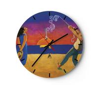 Horloge murale en verre 30x30cm Silencieuse Symbole Amour Surréalisme Wall Clock