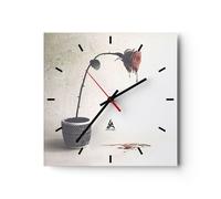Horloge murale en verre 30x30cm Silencieuse Symbole Rose Souffrance Wall Clock