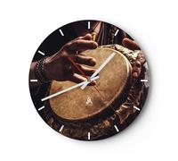 Horloge murale en verre 30x30cm Silencieuse Tambour Inde Musicien Wall Clock