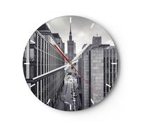 Horloge murale en verre 30x30cm Silencieuse Varsovie Palais Culture Wall Clock
