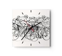 Horloge murale en verre 30x30cm Silencieuse vélo course roue Wall Clock