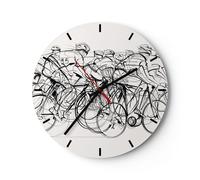 Horloge murale en verre 30x30cm Silencieuse vélo course roue Wall Clock