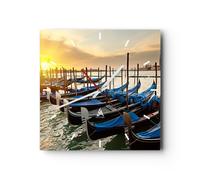Horloge murale en verre 30x30cm Silencieuse Venise gondole Wall Clock Decoration