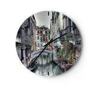 Horloge murale en verre 30x30cm Silencieuse Venise pont eau Wall Clock